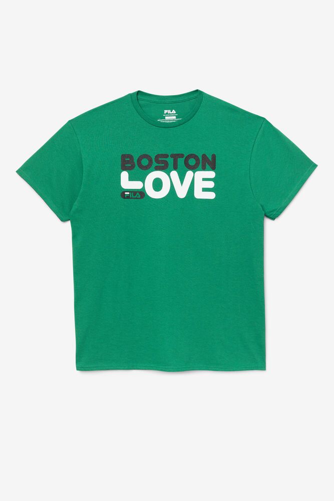 Fila T-Shirt Mens Green Boston Love - Ireland 92863-OHUB